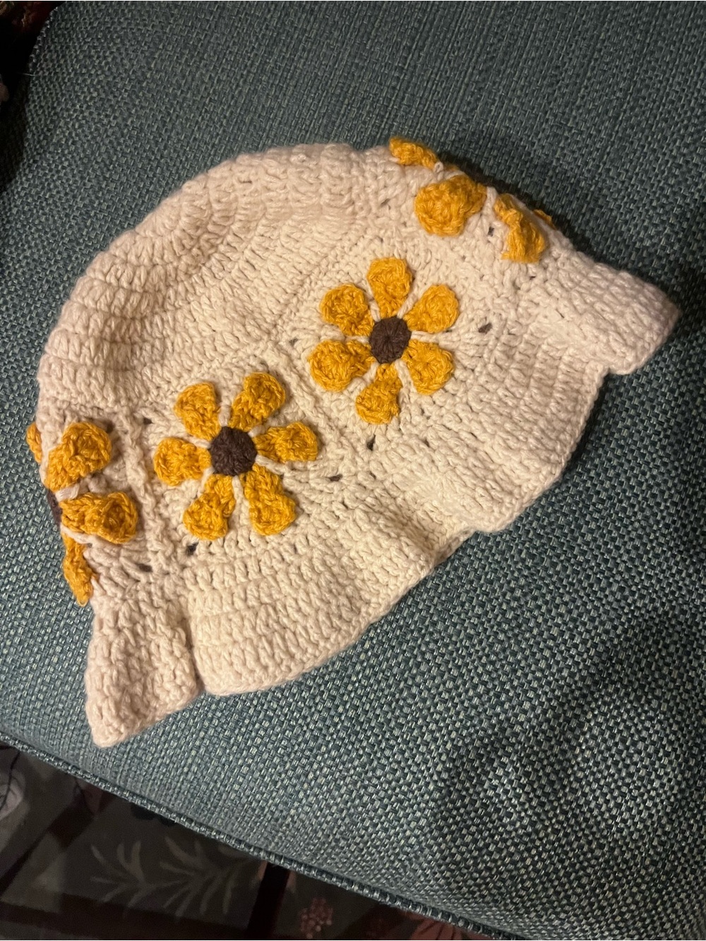 Crochet sunflower bucket hat